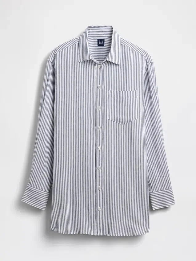 Oversized skjorte i linblanding