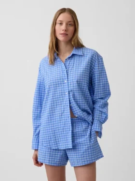 Oversized skjorte i seersucker-rutemønster