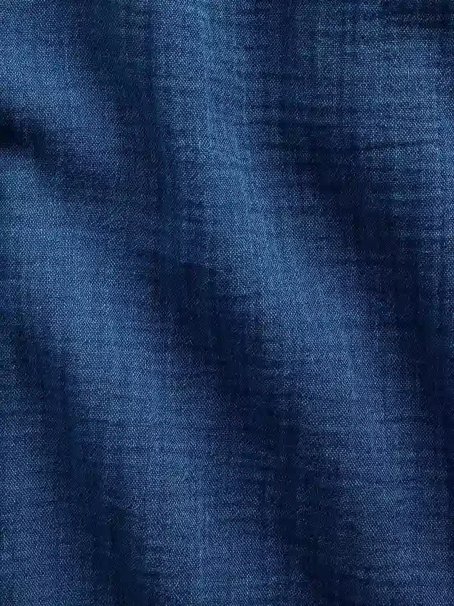 Oversized skjorte uten krage i bomullsgasdenim