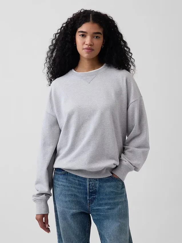 Oversized sweatshirt i tykk fransk frotté for voksne