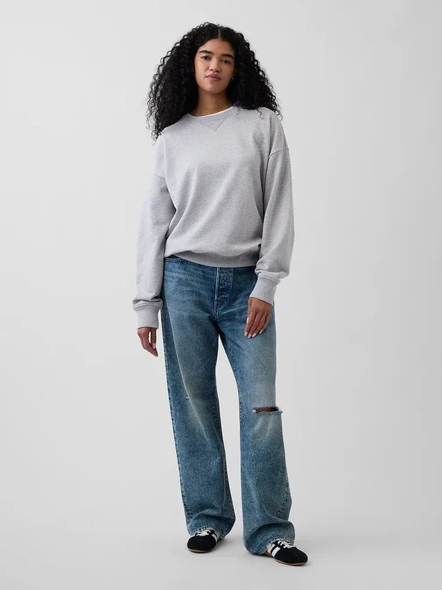 Oversized sweatshirt i tykk fransk frotté for voksne