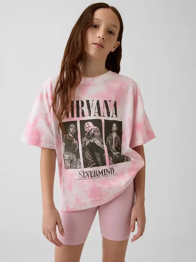 Oversized T-skjorte for barn med Nirvana-motiv