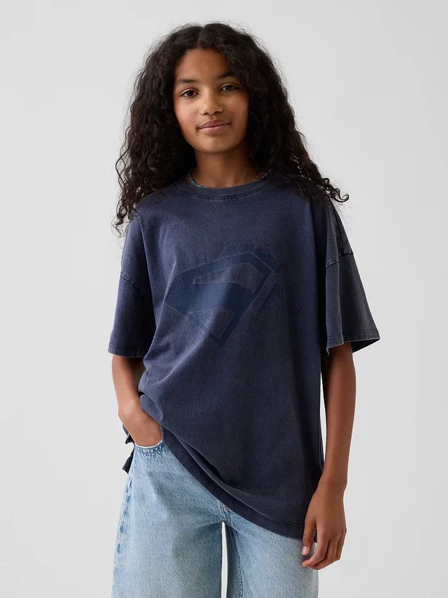 Oversized T-skjorte for barn med Supergirl-motiv