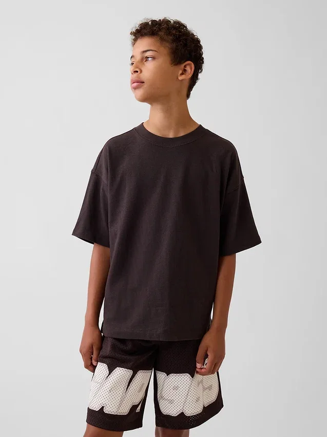 Oversized T-skjorte i tykk bomull for barn