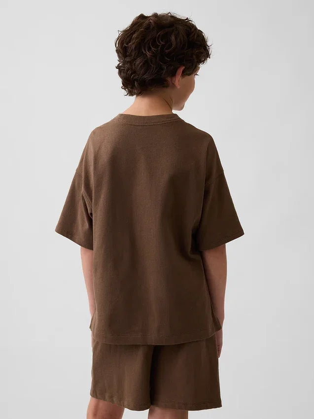 Oversized T-skjorte i tykk bomull for barn