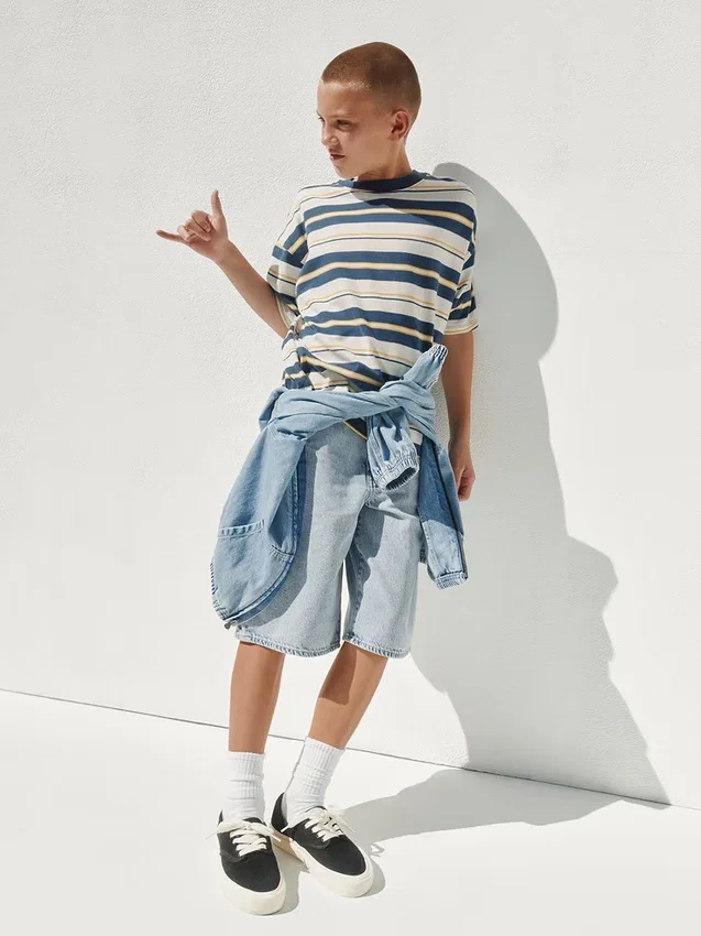 Oversized T-skjorte i tykk bomull for barn