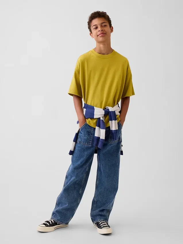 Oversized T-skjorte i tykk bomull for barn
