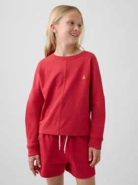 Oversized T-skjorte i tykk bomull med synlige sømmer for barn