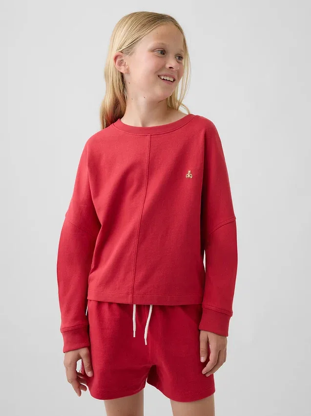 Oversized T-skjorte i tykk bomull med synlige sømmer for barn