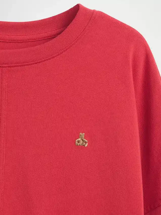 Oversized T-skjorte i tykk bomull med synlige sømmer for barn