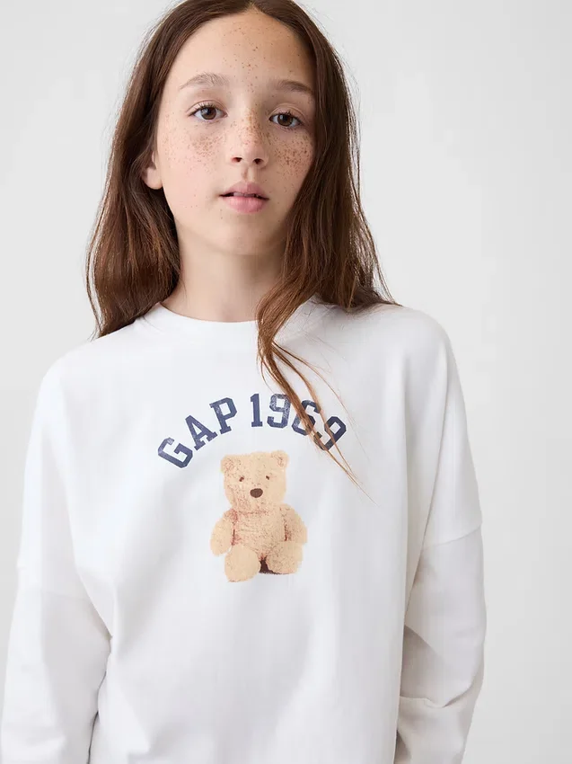 Oversized T-skjorte i tykk bomullsjersey for barn