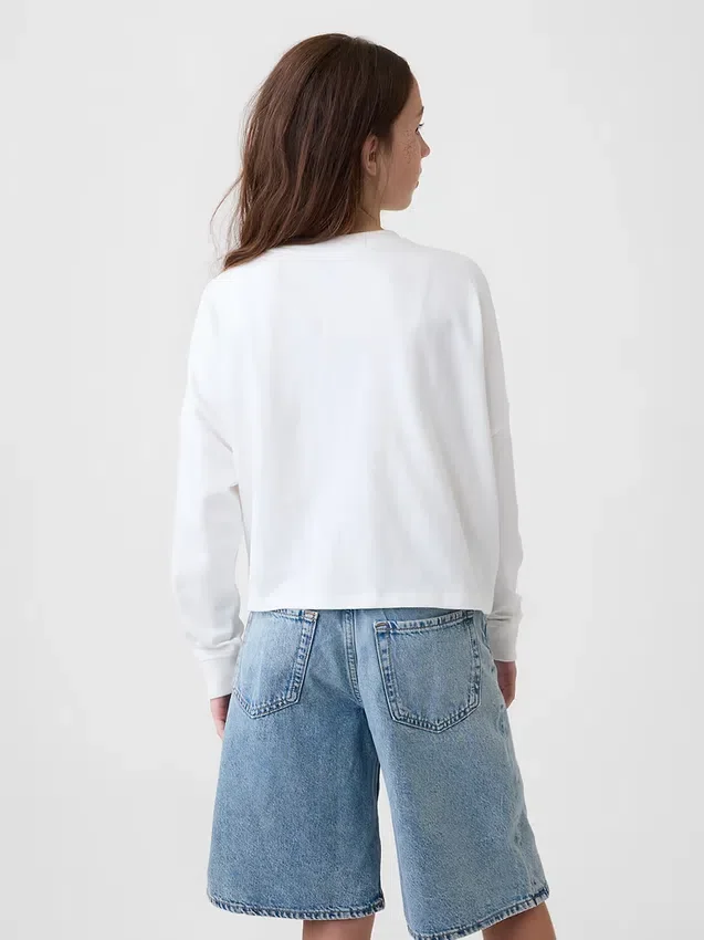 Oversized T-skjorte i tykk bomullsjersey for barn