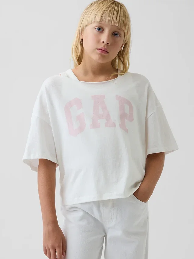 Oversized T-skjorte med bred hals til barn