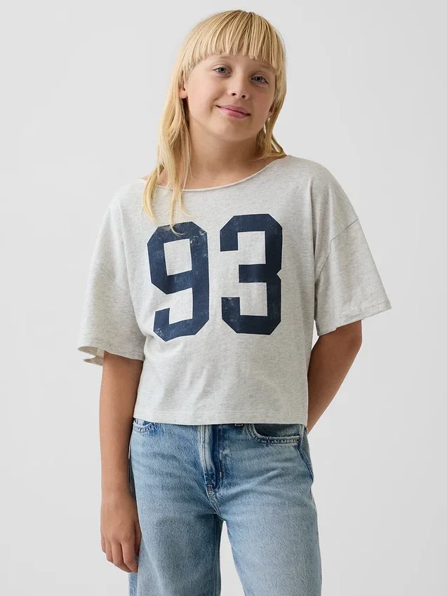 Oversized T-skjorte med bred hals til barn