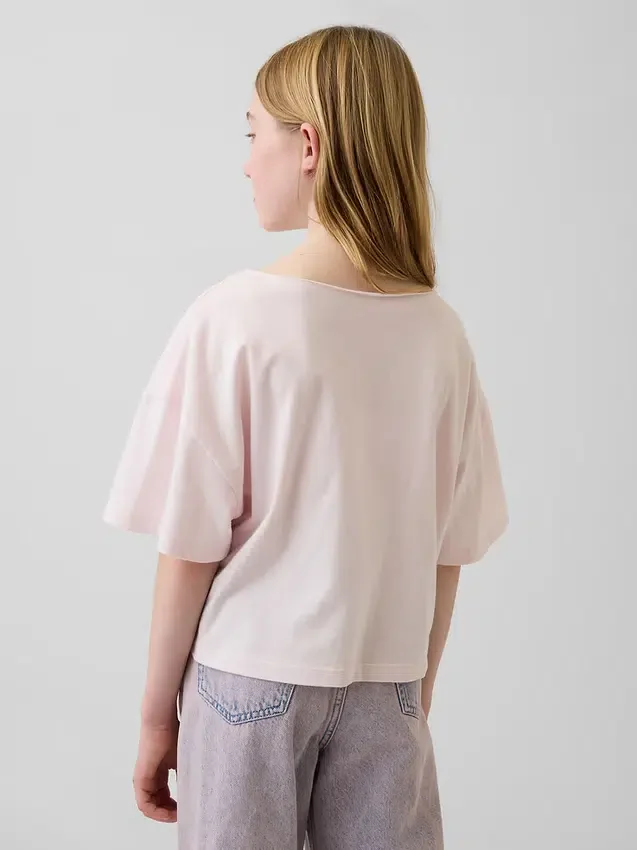 Oversized T-skjorte med bred hals til barn