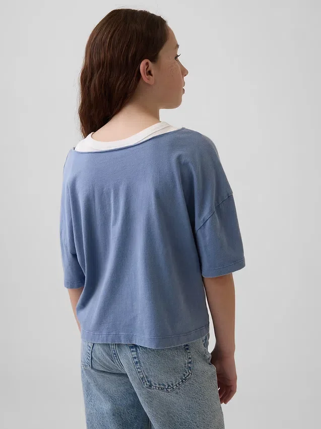 Oversized T-skjorte med bred hals til barn