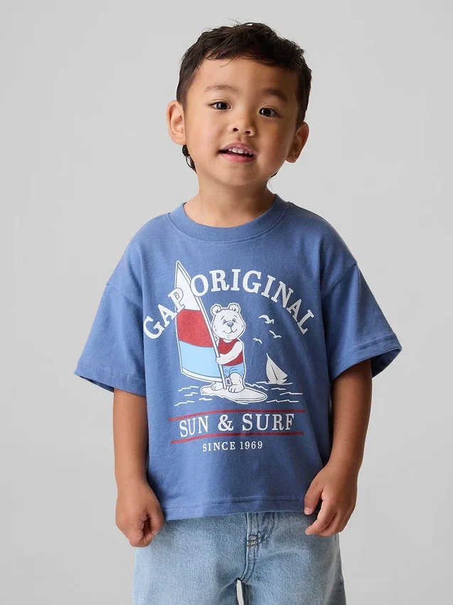 Oversized T-skjorte med grafisk trykk for Baby og Småbarn