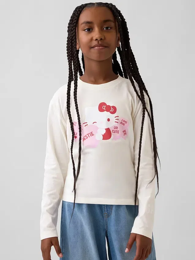 Oversized T-skjorte med Hello Kitty-motiv for barn