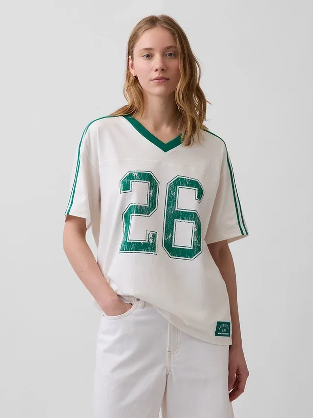 Oversized T-skjorte med Varsity-logo