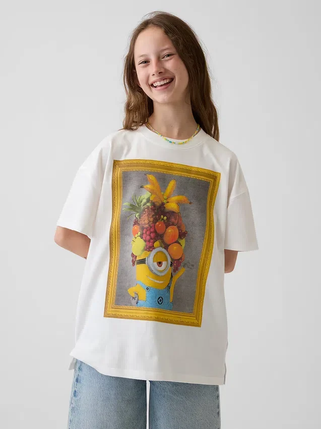 Oversized tunika-T-skjorte for barn med Minions-motiv