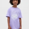 Oversized tunika-T-skjorte med grafisk trykk for barn