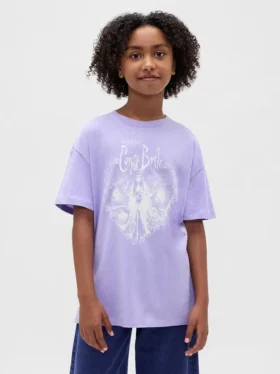 Oversized tunika-T-skjorte med grafisk trykk for barn