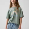Oversized tunika-T-skjorte med grafisk trykk for barn