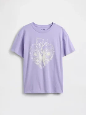 Oversized tunika-T-skjorte med grafisk trykk for barn