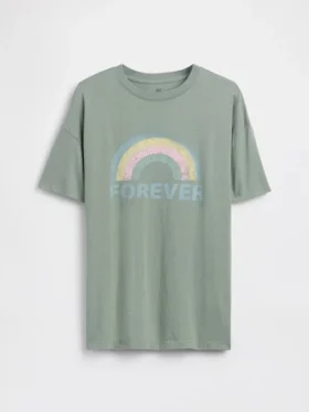 Oversized tunika-T-skjorte med grafisk trykk for barn