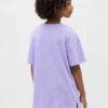 Oversized tunika-T-skjorte med grafisk trykk for barn