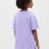 Oversized tunika-T-skjorte med grafisk trykk for barn