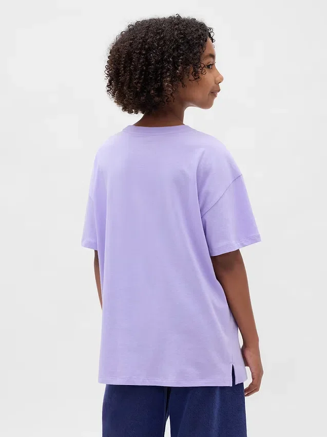 Oversized tunika-T-skjorte med grafisk trykk for barn