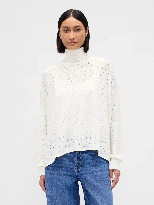 Oversized turtleneck i pointelle