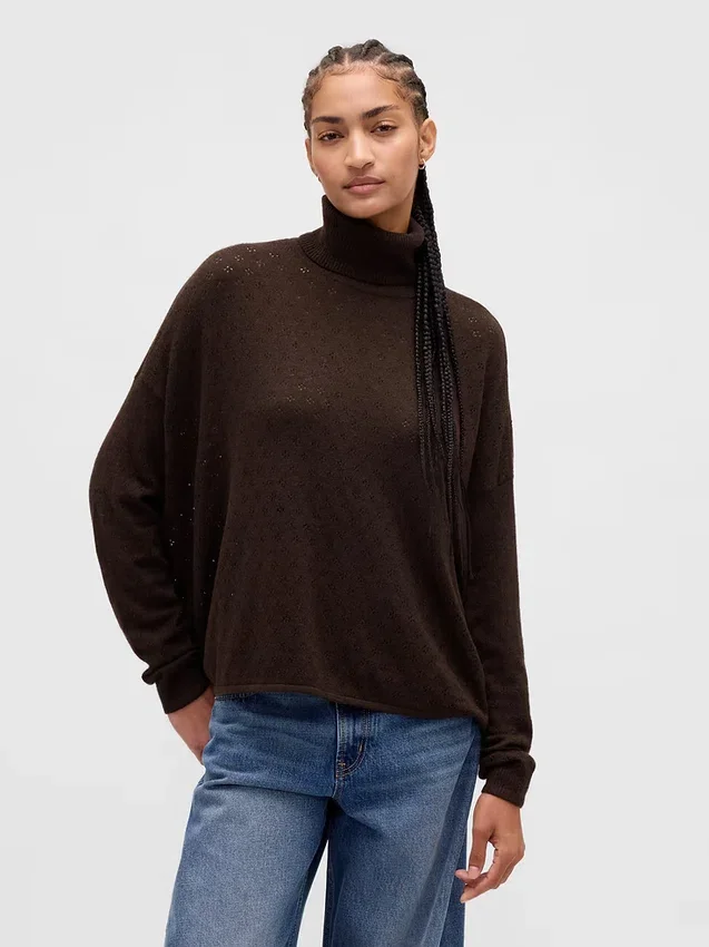 Oversized turtleneck i pointelle