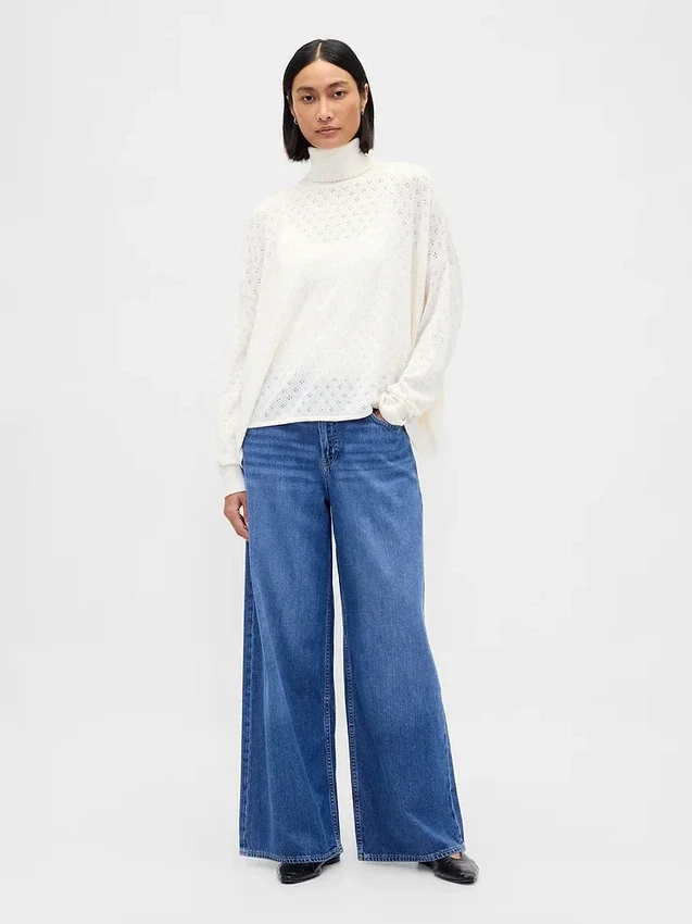 Oversized turtleneck i pointelle