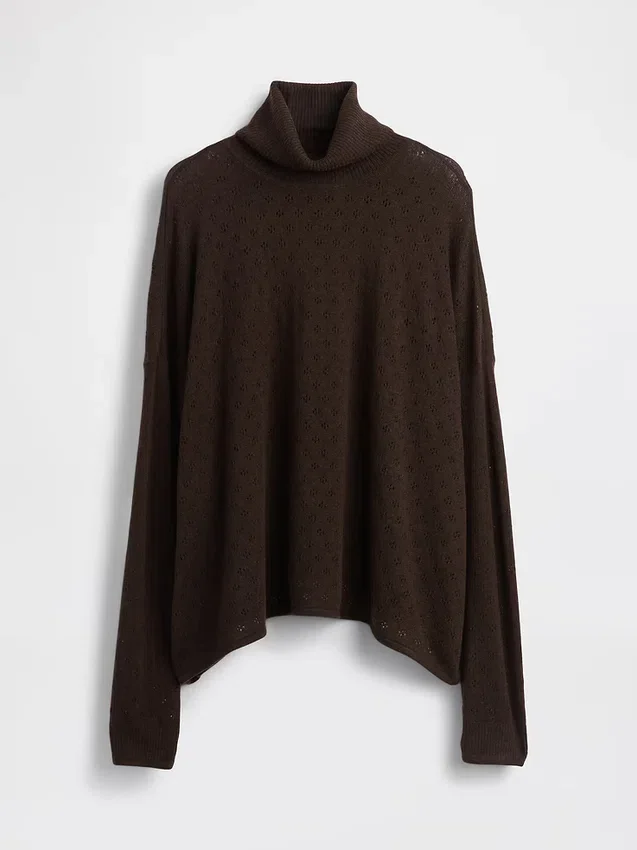Oversized turtleneck i pointelle