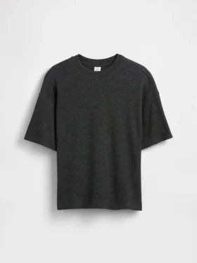 Oversized vaffelstrikket T-skjorte for barn