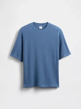 Oversized vaffelstrikket T-skjorte for barn