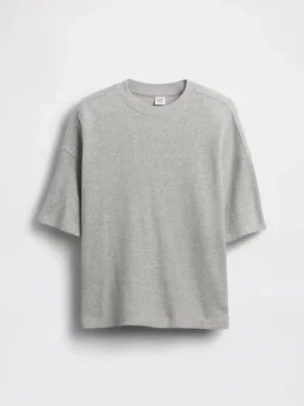 Oversized vaffelstrikket T-skjorte for barn