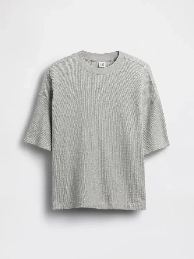 Oversized vaffelstrikket T-skjorte for barn