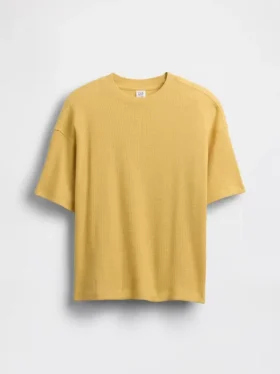 Oversized vaffelstrikket T-skjorte for barn