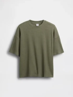Oversized vaffelstrikket T-skjorte for barn