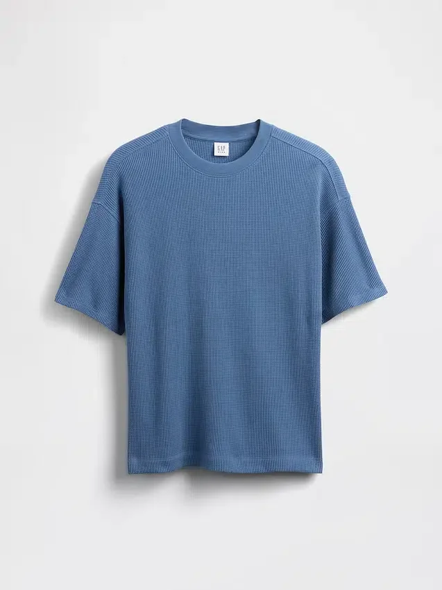 Oversized vaffelstrikket T-skjorte for barn