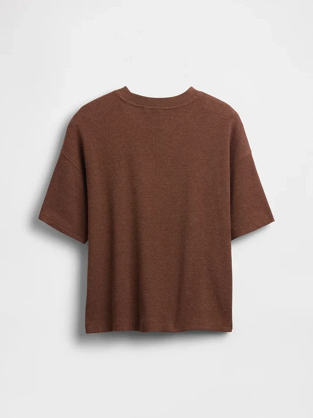 Oversized vaffelstrikket T-skjorte for barn
