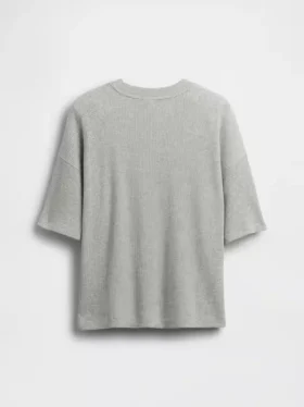 Oversized vaffelstrikket T-skjorte for barn
