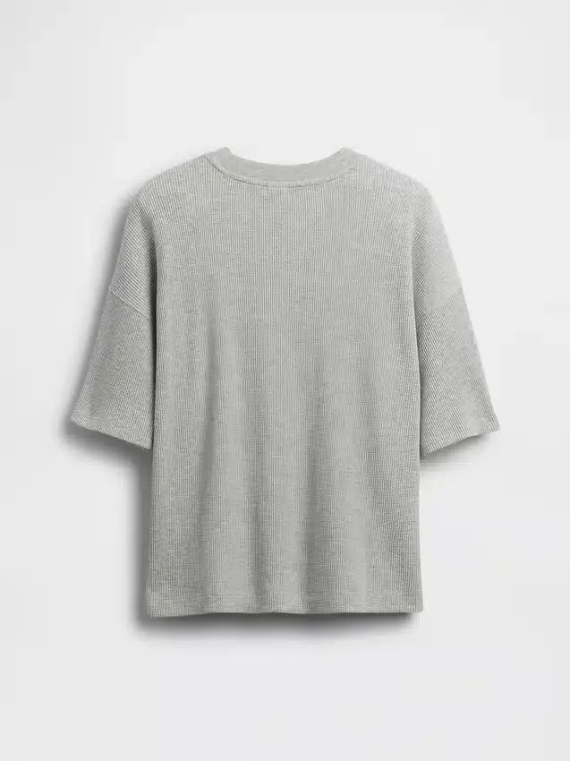Oversized vaffelstrikket T-skjorte for barn