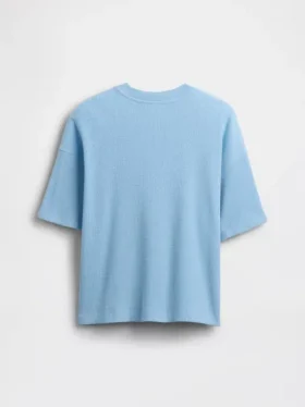 Oversized vaffelstrikket T-skjorte for barn