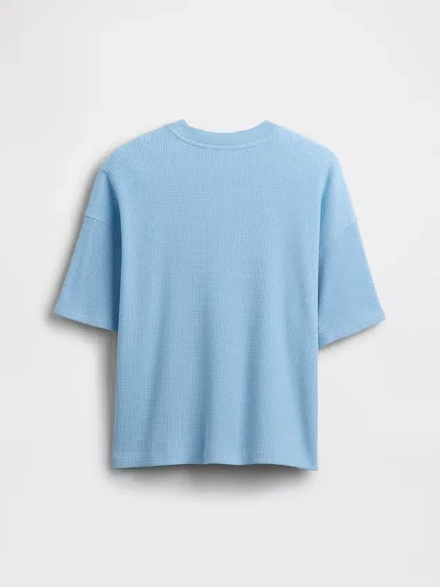 Oversized vaffelstrikket T-skjorte for barn