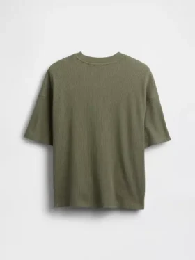 Oversized vaffelstrikket T-skjorte for barn