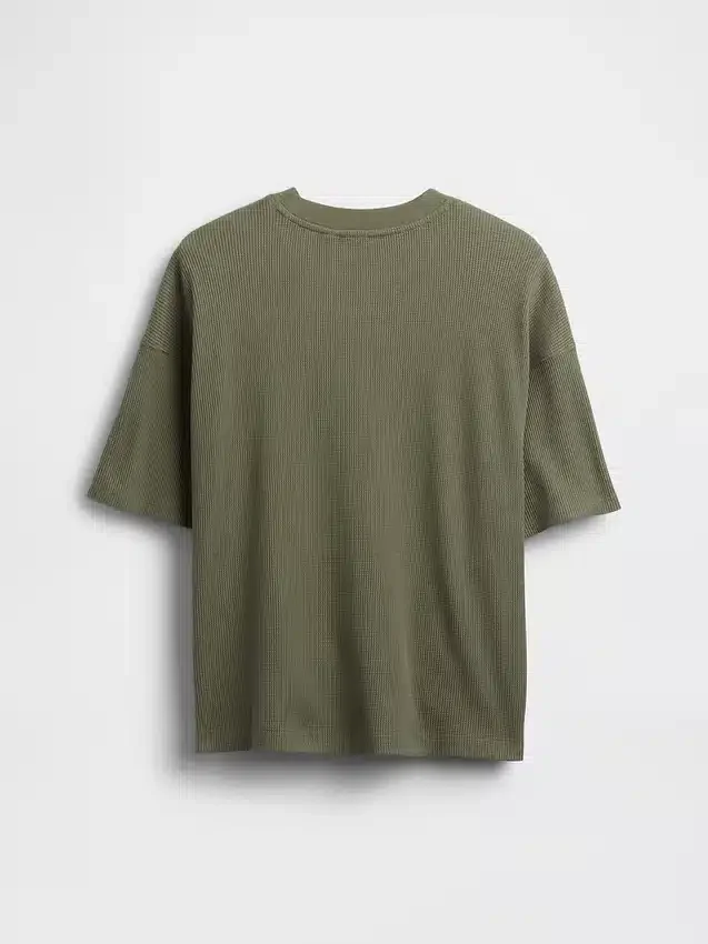 Oversized vaffelstrikket T-skjorte for barn